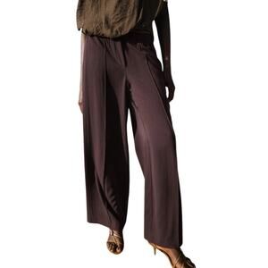 NWT ZARA Women Wide Leg Seam Pants Maroon Burgundy Size L